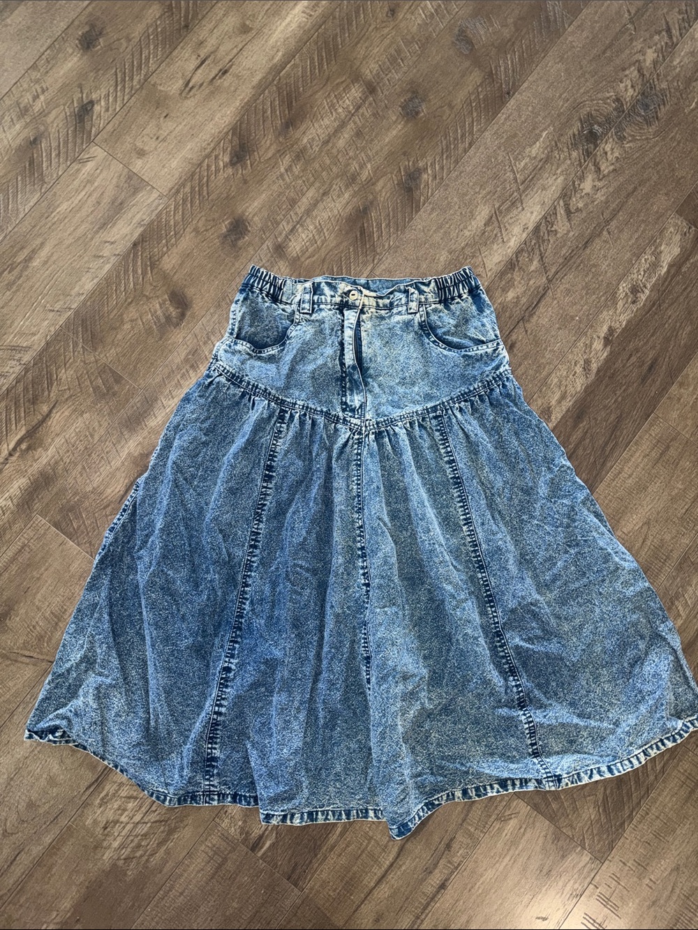 Vintage denim acid wash skirt